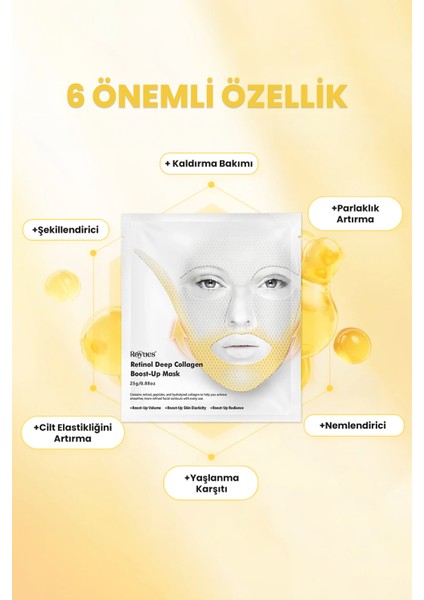 Koec Retinol Kolajen Lifting Etkili Yüz Maskesi, Çene, Gıdı Lifting Sıkılaştırıcılı Kırışıklıkk Önleyici
