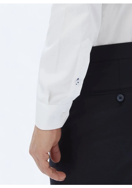 Beyaz Düz Regular Fit Dokuma Klasik %100 Pamuk Gömlek indirimleri