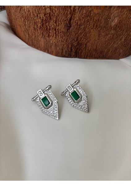 Zümrüt ve Zirkon Taş Yüksek Kalite Karamaz Küpe