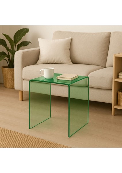 Pleksi Sehpa Yesil Renk Tekli Zigon Sehpa