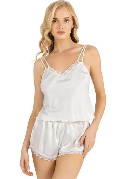Aria's Closet Ekru Saten Şort Takımı 9210