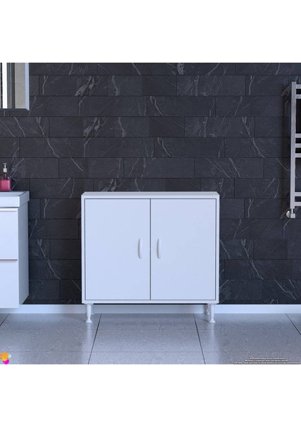 Küçük Alanlar Için Çözümler 75X75X32,5 Cm’ Lik 2 Kapaklı 2 Göz Raf Çok Amaçlı Dolap Mutfak Dolabı