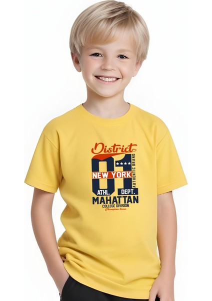 Erkek Çocuk Yuvarlak Yaka Manhattan 01 Erkek Baskılı T-Shirt