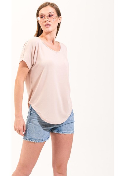725107_KADIN Düşük Kollu Yuvarlak Yakalı Cool&comfort Tshirt