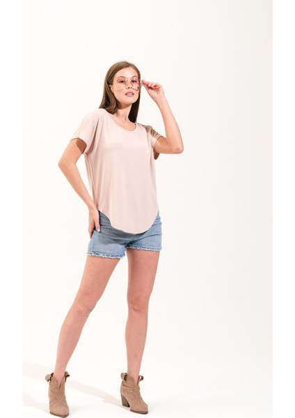725107_KADIN Düşük Kollu Yuvarlak Yakalı Cool&comfort Tshirt fırsatları