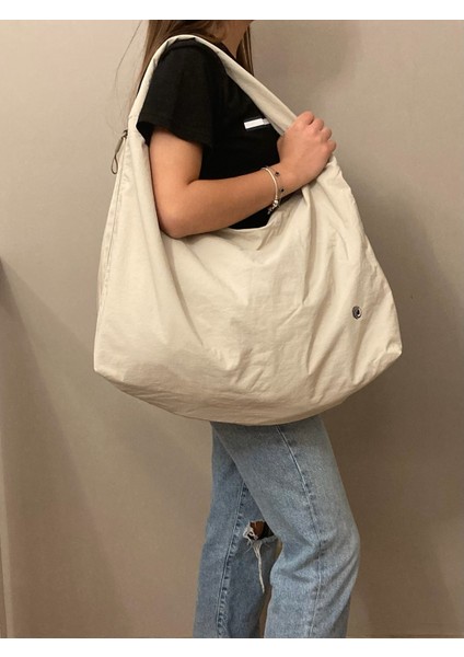 Omuz Çantası Oversize Hobo Krem