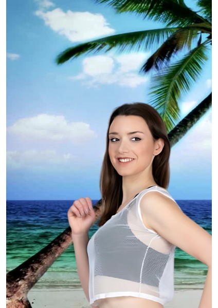 Aria's Closet File Kısa Kolsuz Mayo Üstüne Pareo