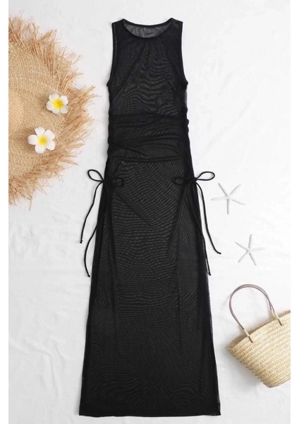 Aria's Closet Uzun Yanlardan Ayarlanabilir Yazlık Mayo Üstü Elbise Pareo