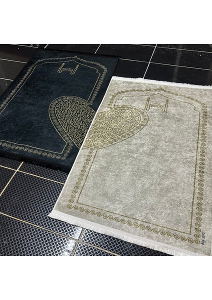 Kalpli Eşli Çift / Gelin Damat Bohçası Çeyizlik Seccade Dokuma Pamuk Taban Siyah-Krem 80X120 Saçaklı fiyatları