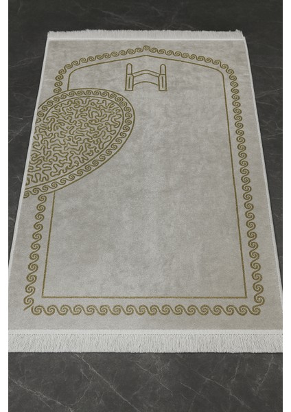Kalpli Eşli Çift / Gelin Damat Bohçası Çeyizlik Seccade Dokuma Pamuk Taban Siyah-Krem 80X120 Saçaklı fırsatları
