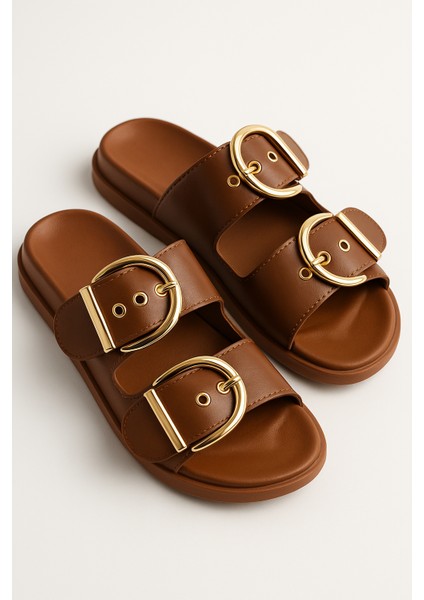 Altın Toka Detaylı Rahat Kalın Taban Yazlık Kadın Terlik Şık Konforlu fiyatları