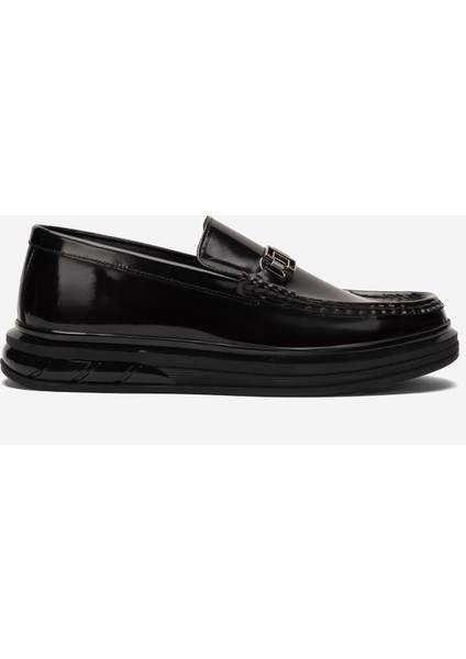Erkek Kalın Taban Tokalı Loafer Ayakkabı Gerçek Deri Cr 2713 Bordo