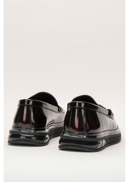 Erkek Kalın Taban Tokalı Loafer Ayakkabı Gerçek Deri Cr 2713 Bordo
