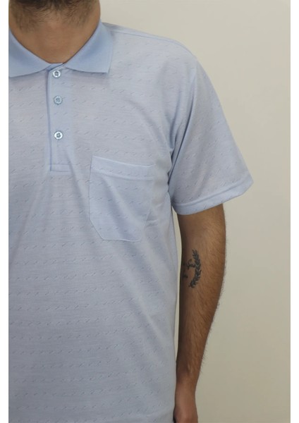 Fistan Store Erkek Desenli Klasik Kesim Rahat Kalıp Tek Cepli Polo Yaka Tişört