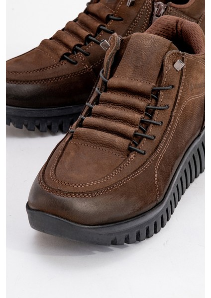 Kadın Comfort Yarım Bilek Fermuarlı Casual Bot Gerçek Deri Hj 18810Z Nubuk Kahve modelleri
