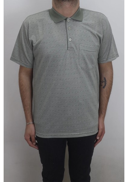 Fistan Store Erkek Desenli Klasik Kesim Rahat Kalıp Tek Cepli Polo Yaka Tişört