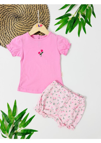 Palau Müslin Şortlu Takım - Fuşya