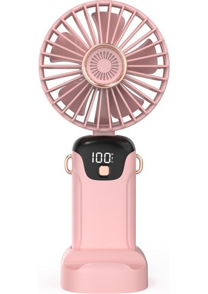 Taşınabilir Mini El Fanı 5 Ayarlı LED Ekranlı Mini El Tipi Hızı Sessiz Çalışma SL608 - Pembe