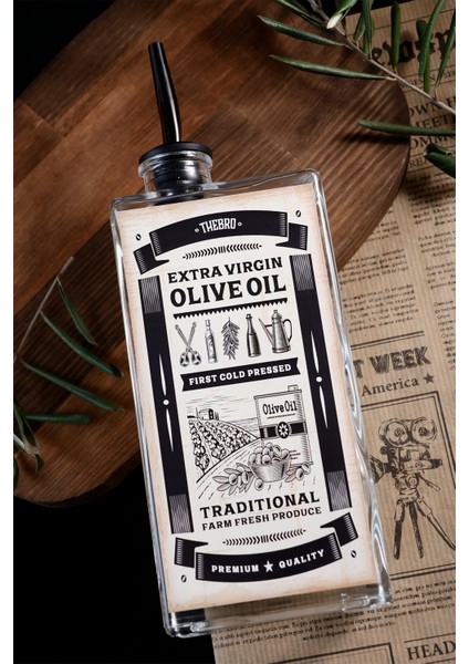 500ML Western Serisi Şeffaf Kalın Cam Zeytinyağı Şişesi Yağdanlık