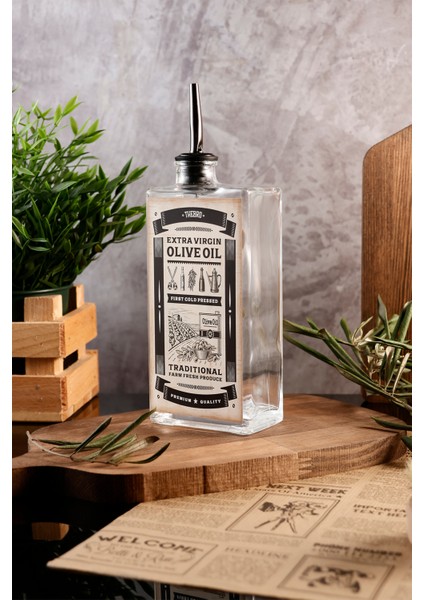 500ML Western Serisi Şeffaf Kalın Cam Zeytinyağı Şişesi Yağdanlık fiyatları