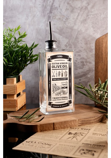 500ML Western Serisi Şeffaf Kalın Cam Zeytinyağı Şişesi Yağdanlık fırsatları