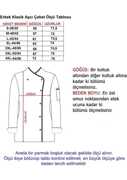 %100 Pamuk Gabardin Beyaz Uzun Kol Şef Aşçı Ceketi / Aşçı Gömleği Siyah Düğmeli modelleri