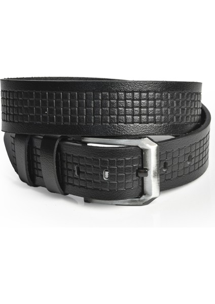 Hakiki Manda Derisi Kot Kemeri 4,5 cm Kare Desenli Spor Kot Kemeri 2402632