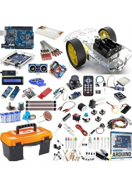 Arduino Uno Full Başlangıç Seti 2WD Robot Araba 113 Parça 377 Adet