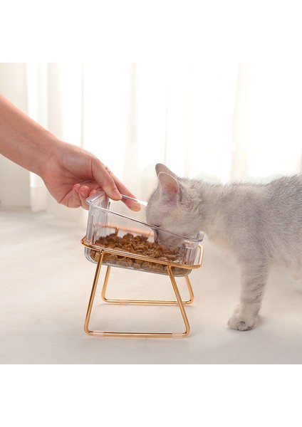 Seramik Evcil Hayvan Mama Kasesi Çok Amaçlı Şık Yükseltilmiş Tasarım Servikal Omurga Koruma Kedi Maması Kasesi Kediler Köpekler Evcil Hayvanlar Için 300ML Açık Yeşil (Yurt Dışından)