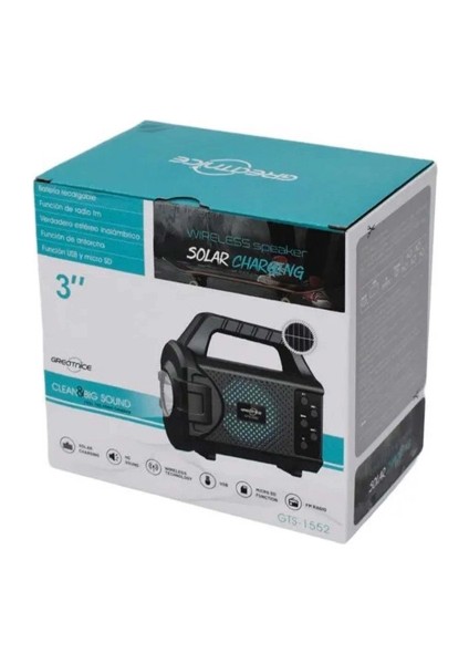 -1551 Güneş Enerjili Bluetooth Speaker Hoparlör Radyofenerli Taşınabilir Kamp Için Radyo