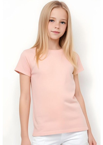 Kız Çocuk Yuvarlak Yaka Penye T-Shirt