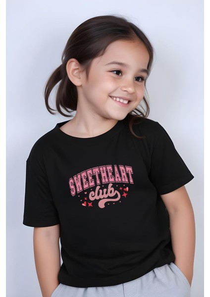 Kız Çocuk Sweatheard Club Baskılı Tişört