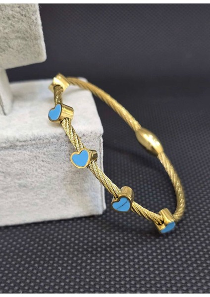 Halat Kordon Çelik Kalp Model Mıknatıs Kapama Charm Bileklik