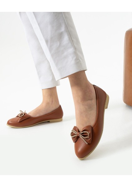 Kadın Kurdele Detaylı Sivri Burun Şık Babet