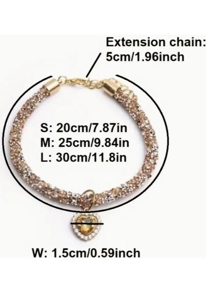 Özel Tasarım Kedi Kolyesi Kedi Tasması Parlak Kalp Taşlı
