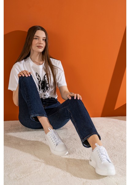 Beyaz Tabanlı Rahat Günlük Kadın Sneaker indirimleri