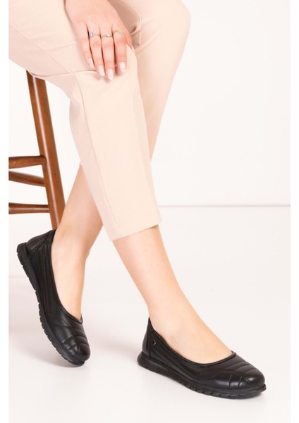 Kadın Hakiki Deri Tüy Kadar Hafif Günlük Rahat Babet USL.2026 - Siyah - 37 Siyah indirimleri