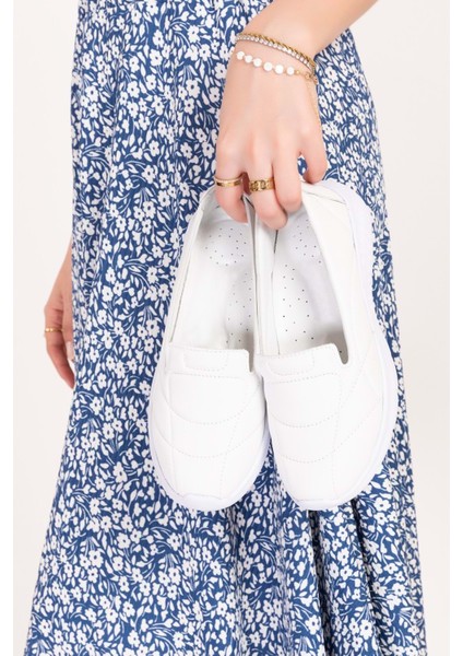 Içi Dışı Hakiki Deri Faylon Taban Hafif Babet Ayakkabı SC.1210 - Beyaz - 38 Beyaz indirimleri