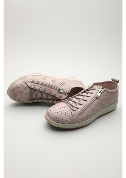 Hakiki Deri Günlük Rahat Fermuarlı Yazlık Ayakkabı ZX.2403 - Gri - 39 Gri