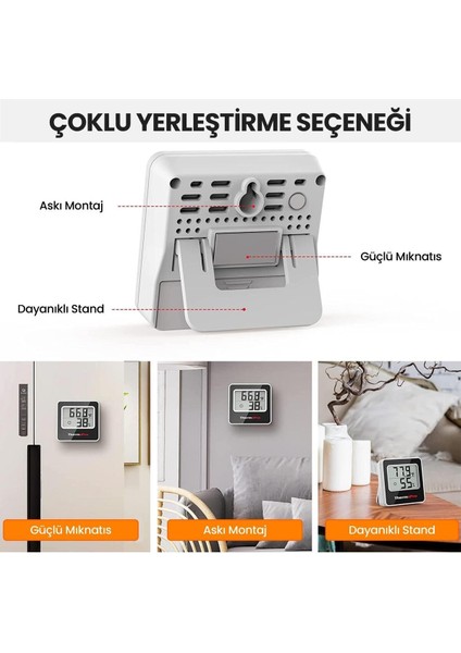 TP157 Iç Mekan (Sera, Dolap, Bebek Odası) Hassas Sıcaklık ve Nem Ölçer Mini Termometre 2 A modelleri