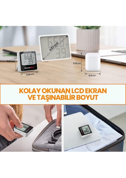 TP157 Iç Mekan (Sera, Dolap, Bebek Odası) Hassas Sıcaklık ve Nem Ölçer Mini Termometre 2 A indirimleri