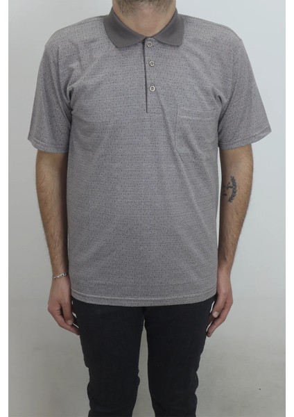 Fistan Store Erkek Desenli Klasik Kesim Rahat Kalıp Tek Cepli Polo Yaka Tişört