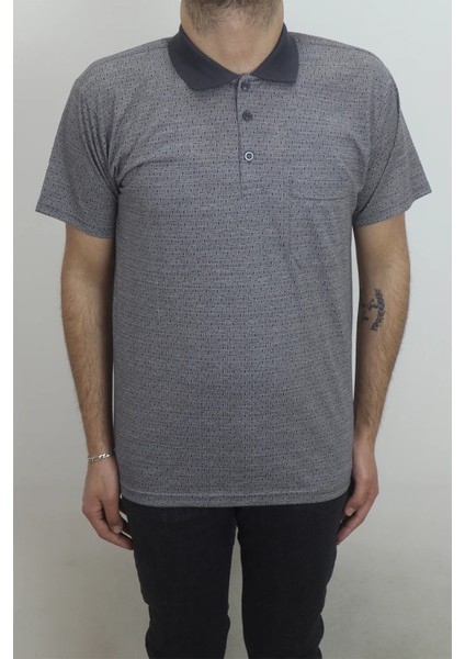 Fistan Store Erkek Desenli Klasik Kesim Rahat Kalıp Tek Cepli Polo Yaka Tişört