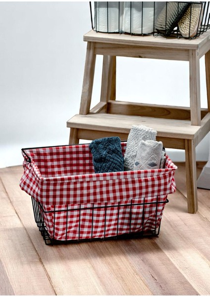 Dekoratif Metal Piknik Sepeti Saklama Kutusu Çok Amaçlı Mutfak ve Banyo Sepeti