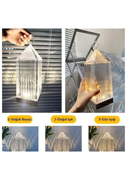 Fener Model USB Şarjlı Dokunmatik 3 Farklı Işık Modlu Masa Üstü Kristal Akrilik Lamba LED