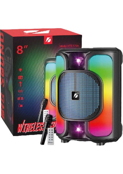 -1766 8inch Bluetooth Speaker Parti Taşınabilir Hoparlör Parti