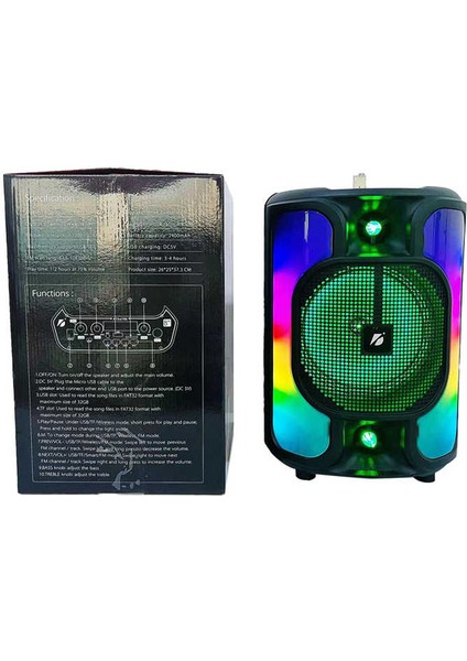 -1766 8inch Bluetooth Speaker Parti Taşınabilir Hoparlör Parti