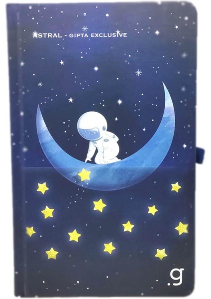 Defter Astral 13*21 Dikişli Sert KPK.96YP Çizgili Sarı Yıldız