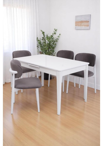 Paris Norte Lak Panel Mutfak Masa Sandalye Takımı 80X130CM