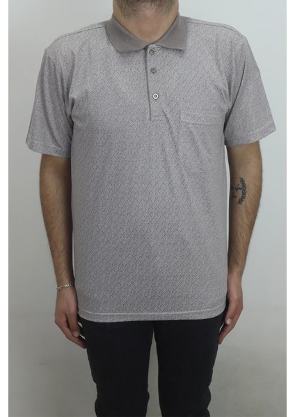 Fistan Store Erkek Desenli Klasik Kesim Rahat Kalıp Tek Cepli Polo Yaka Tişört